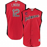 Youth American League 12 Francisco Lindor Red 2019 MLB All Star Game Workout Player Jersey Dzhi,baseball caps,new era cap wholesale,wholesale hats